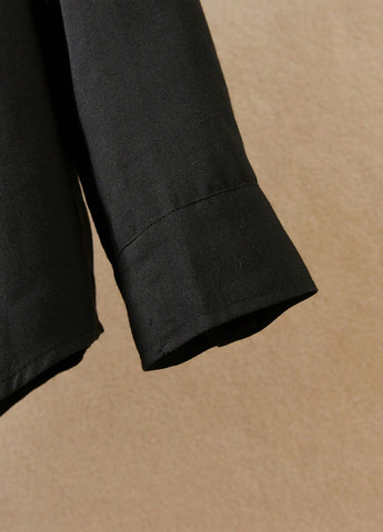 Черная кэжуал, классическая рубашка однотонная SHEIN