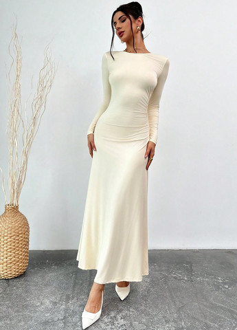 Кремова вечірня сукня а-силует SHEIN однотонна