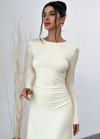 Кремова вечірня сукня а-силует SHEIN однотонна