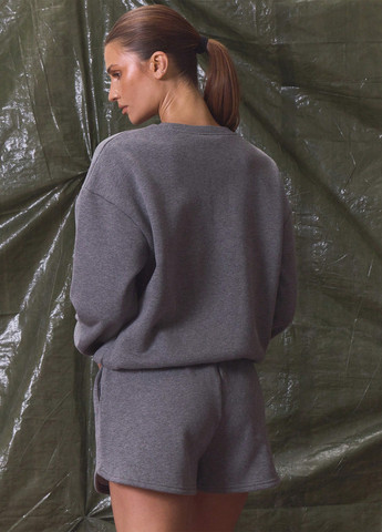 Серый свитшот SHEIN однотонный без декора (365629076)