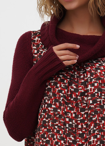 Бордова кежуал сукня Sassofono з абстрактним візерунком