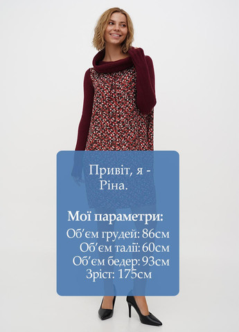 Бордова кежуал сукня Sassofono з абстрактним візерунком