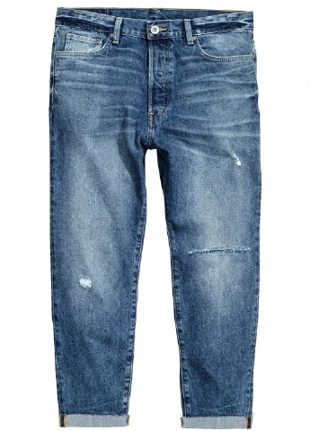 Синие демисезонные укороченные, зауженные джинсы H&M