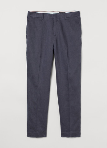 Темно-синие классические, кэжуал демисезонные прямые брюки H&M