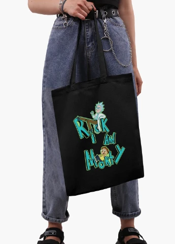 Эко сумка шоппер Рик Санчез и Морти Смит Рик и Морти (Rick and Morty) на молнии (9227-2939-BKZ) MobiPrint (236265378)