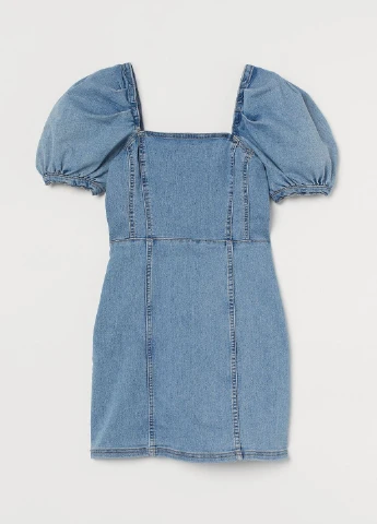 Синее платье H&M однотонное