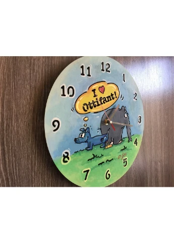 Кольоровий хендмейд годинник з дерева "Слоник Оттіфантен" 7Arts (253566371)