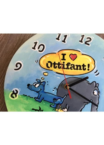 Кольоровий хендмейд годинник з дерева "Слоник Оттіфантен" 7Arts (253566371)