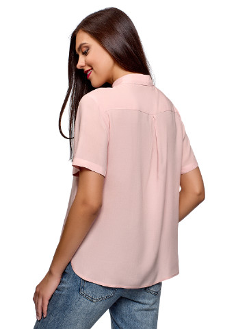 Светло-розовая летняя блуза Oodji