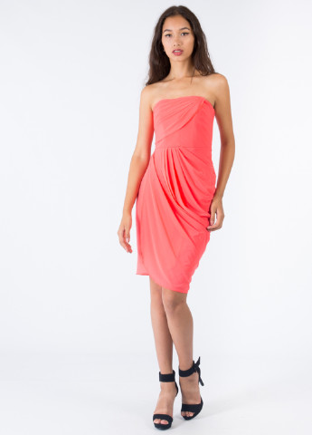 Рожева коктейльна плаття, сукня з відкритими плечима Asos однотонна