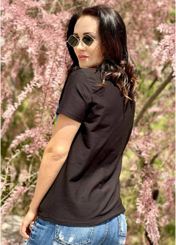 Черная летняя женская футболка подсолнухи Look & Buy