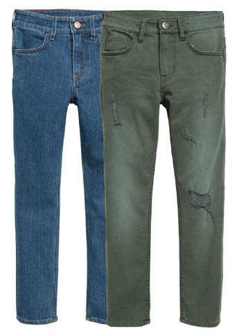 Комбинированные демисезонные зауженные джинсы (2шт.) H&M