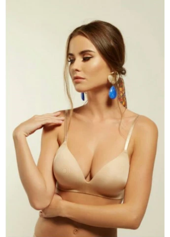 Бежевий бюстгальтер soft-bra без push-up без кісточок з м'якою формованою чашкою бежевий l1508a astro Luna