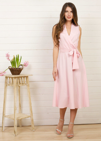 Светло-розовое кэжуал платье муза креп 142 св розовый Jet однотонное