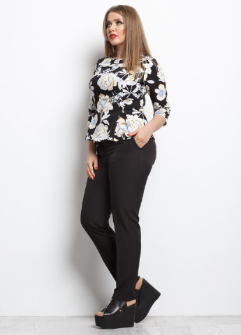 Костюм (блуза, брюки) Charm Collection брючный цветочный чёрный кэжуал