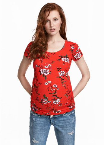 Красная летняя футболка для беременных H&M