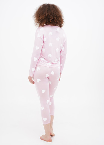 Светло-розовая всесезон пижама (лонгслив, леггинсы) лонгслив + леггинсы Boohoo