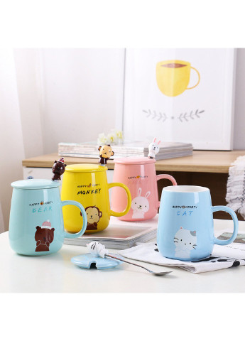 Кружка з кришкою та ложкою Мавпа 6969 400 мл жовта Power (254454518)