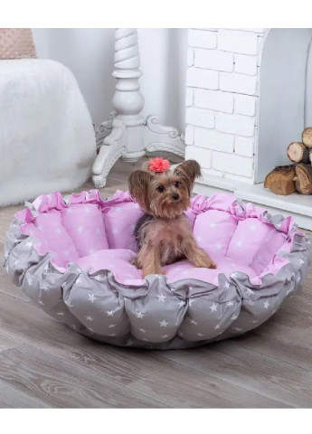 Лежак лежанка для котов и собак корзина спальное место d 100 см (7946534-De) Серый с розовым Francesco Marconi (250472310)