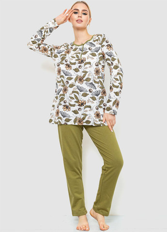 Оливковая зимняя пижама (лонгслив, брюки) Ager