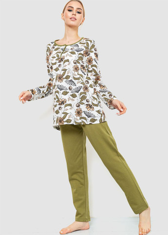 Оливковая зимняя пижама (лонгслив, брюки) Ager