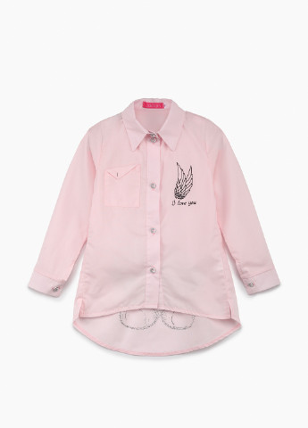 Розовая кэжуал рубашка однотонная Jak Pani