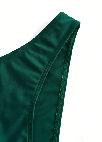 Изумрудный летний комплект (лиф, трусики, юбка) бандо, раздельный SHEIN