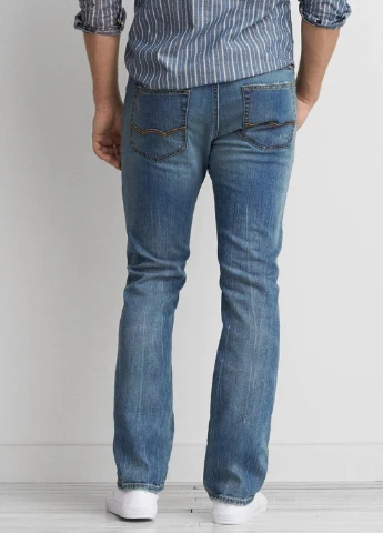 Синие демисезонные прямые джинсы American Eagle