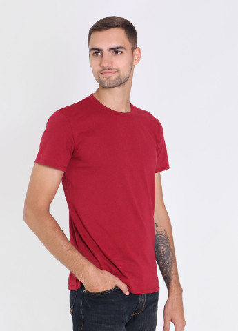 Бордова чоловіча футболка однотонна з коротким рукавом NEL
