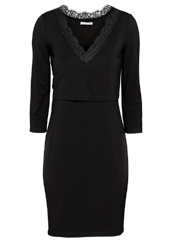 Черное кэжуал платье для кормящих футляр H&M фактурное