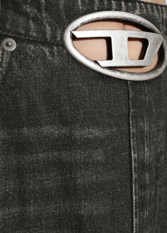 Темно-серая джинсовая однотонная юбка Diesel а-силуэта (трапеция)