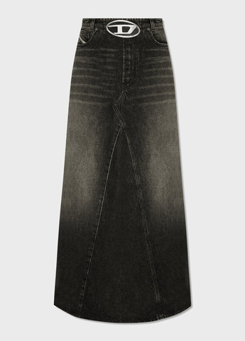 Темно-серая джинсовая однотонная юбка Diesel а-силуэта (трапеция)