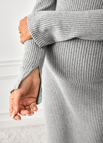 Сіра святковий, кежуал сукня для вагітних а-силует, сукня-водолазка SHEIN однотонна