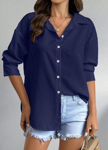 Темно-синя блуза SHEIN