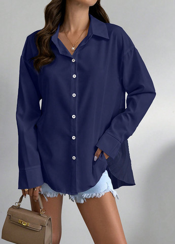 Темно-синя блуза SHEIN