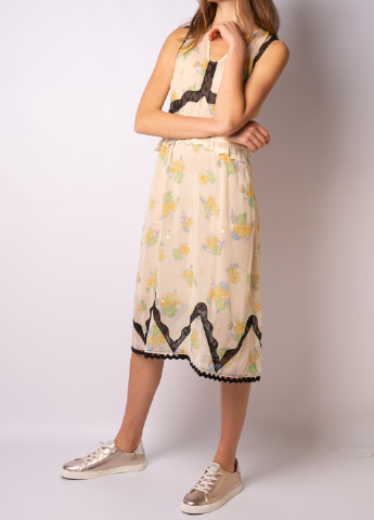 Светло-бежевое кэжуал платье Coach с цветочным принтом
