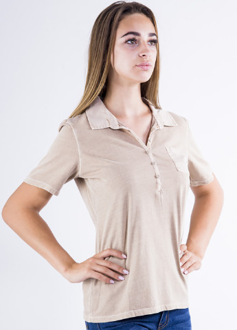 Светло-бежевая женская футболка-поло Ager однотонная
