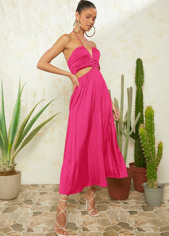 Розовое кэжуал платье клеш SHEIN однотонное