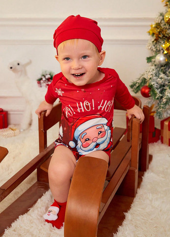 Червоний демісезонний комплект (боді, шапка) SHEIN