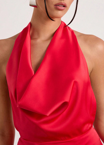 Красное праздничный, коктейльное, вечернее платье с открытой спиной SHEIN однотонное