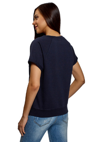 Темно-синяя летняя футболка Oodji