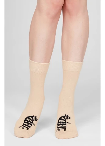 Бежевые носки женские хлопковые socks 114 (3пары) Legs рисунки (254993890)