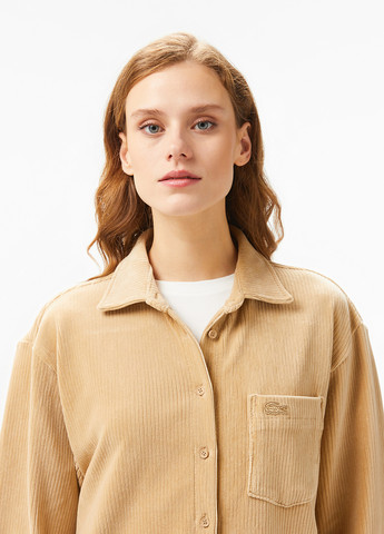 Светло-коричневая кэжуал рубашка однотонная Lacoste