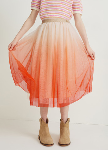 Оранжевая кэжуал градиентной расцветки юбка C&A клешированная