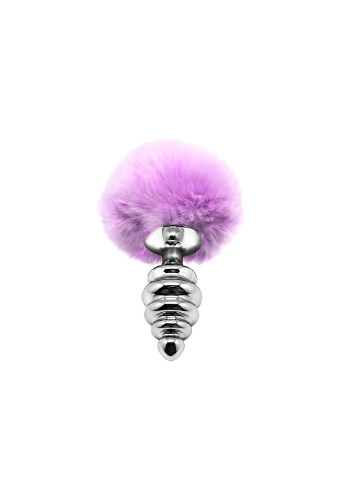 Металева анальна пробка Кролячий хвостик Fluffly Twist Plug M Purple Alive (254785245)