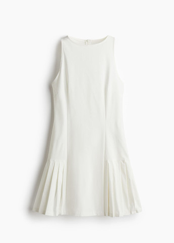 Белое кэжуал платье плиссированное H&M однотонное