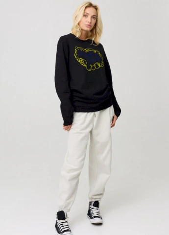 Черный світшот жіночий oversize /no flis/ YAPPI (254658649)