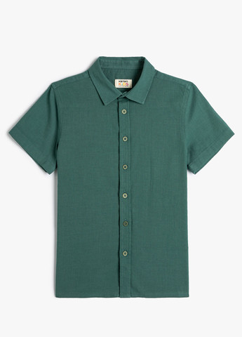 Темно-зеленая кэжуал рубашка однотонная KOTON