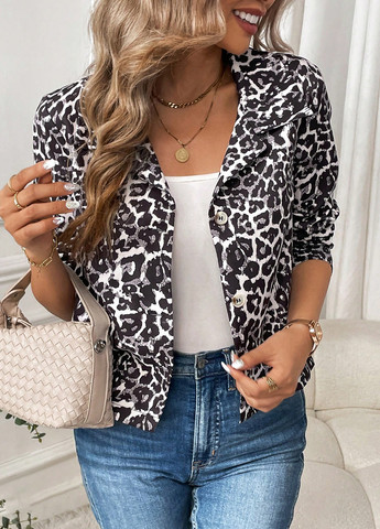 Цветной женский жакет SHEIN леопардовый - демисезонный