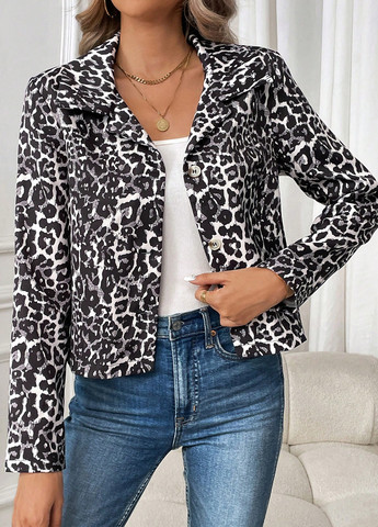 Цветной женский жакет SHEIN леопардовый - демисезонный